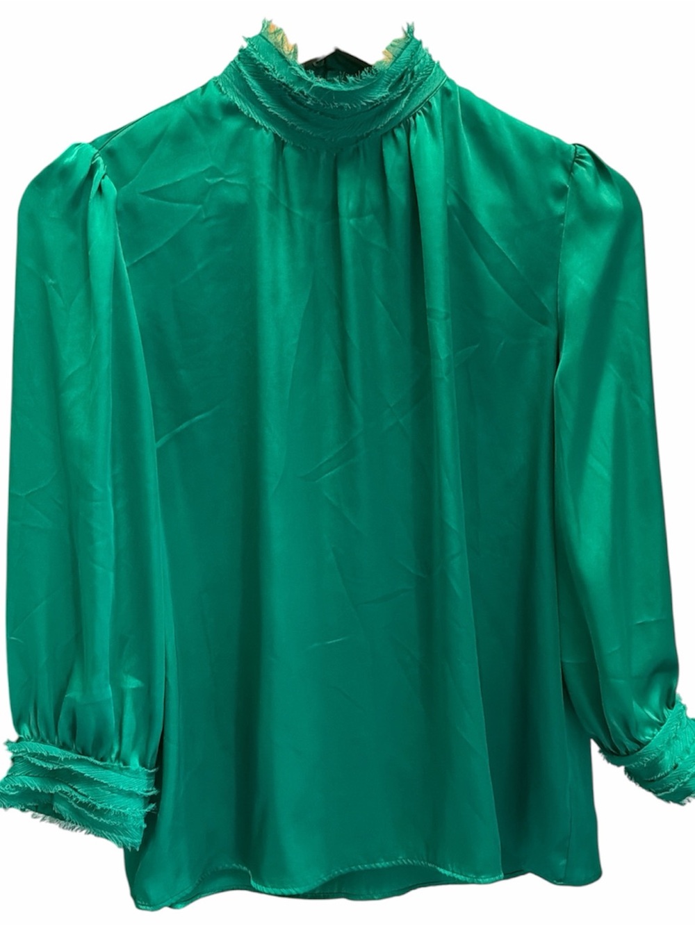 Zara Green High-Neck Satin Blouse - Women Tops size XS